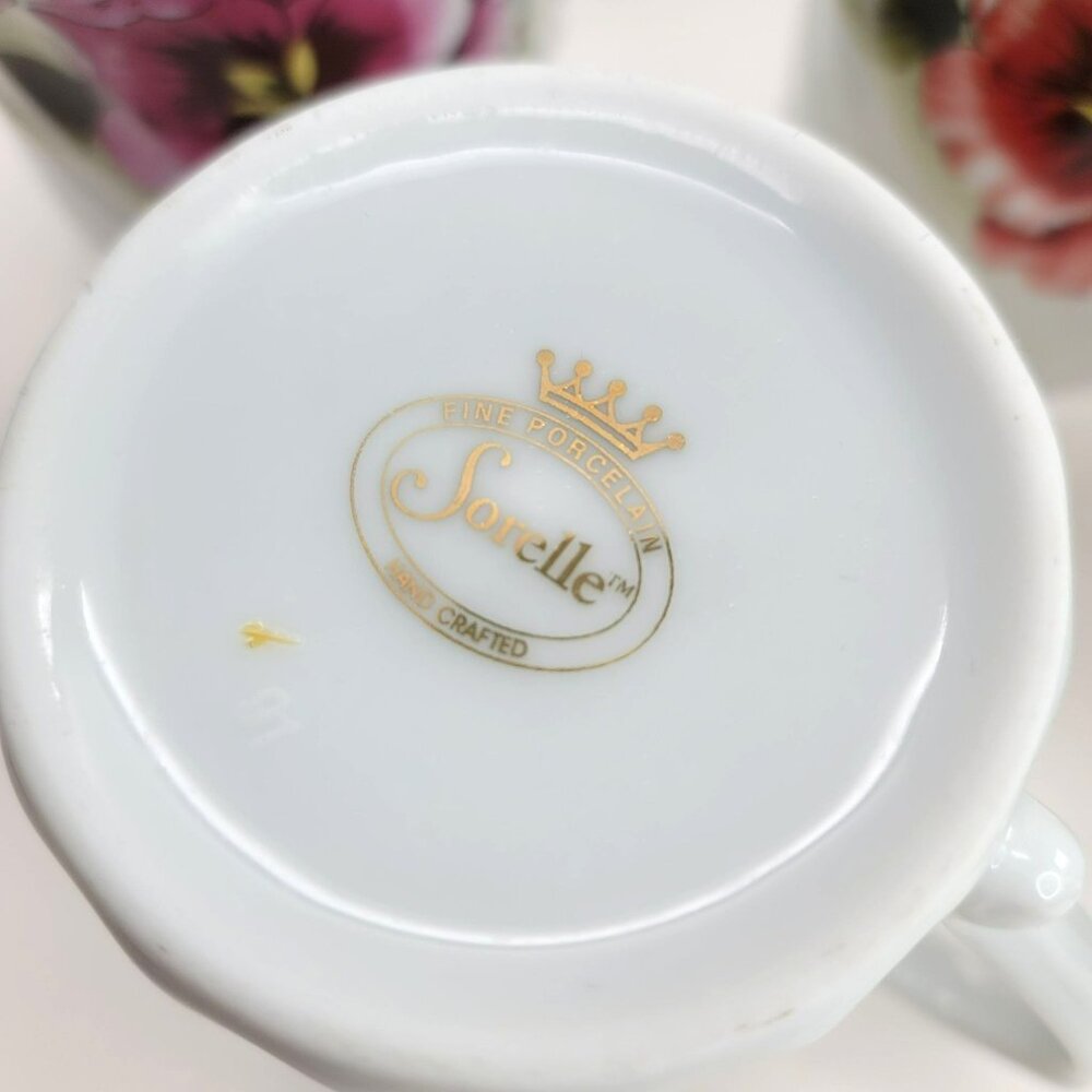 Sorelle Floral Coffee Mug Tea Cup Set Floral Fine Porcelain China Pretty! PD001 - Picture 9 of 10